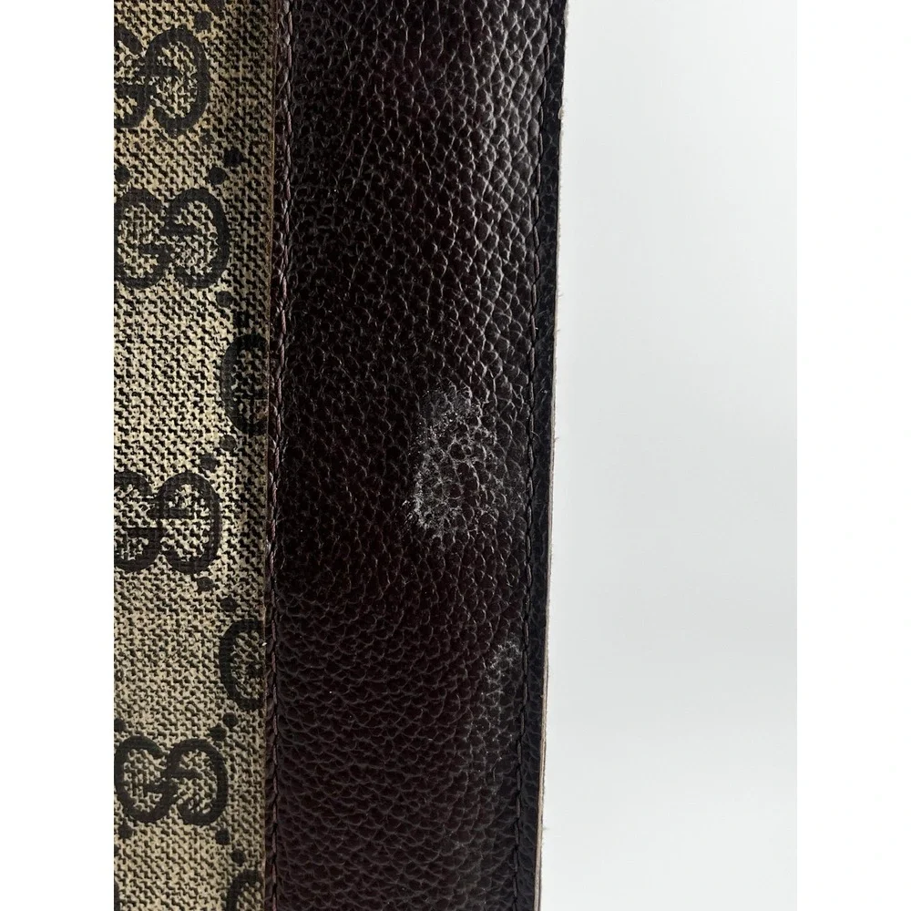 Gucci Vintage Bag Portfolio Style Pouch GG Canvas Signature Green/Red Web - Picture 15 of 16